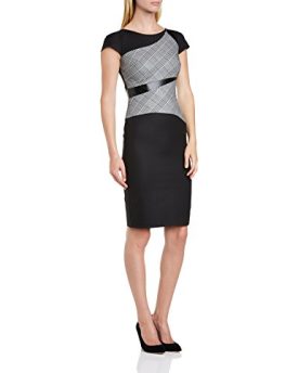 Hybrid-Womens-Iris-Pencil-Checkered-Short-Sleeve-Dress-Grey-Check-Size-8-0