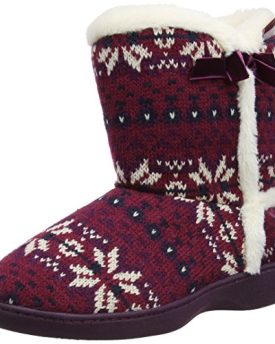 Isotoner-Womens-Fairisle-Bootie-with-Memory-Foam-Slippers-95364BER6-Berry-6-UK-39-EU-Regular-0