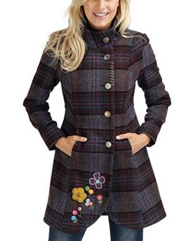 Joe-Browns-Womens-Highland-Check-Funnel-Neck-Long-Sleeved-Coat-Purple-12-0