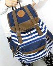 K9Q-Women-Girls-Striped-Canvas-Backpack-Book-Bag-Travel-Rucksack-School-Bag-Shoulder-Bag-Satchels-Shipped-With-Tracking-No-A-Exclusive-Gift-Blue-0-0