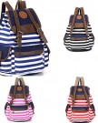 K9Q-Women-Girls-Striped-Canvas-Backpack-Book-Bag-Travel-Rucksack-School-Bag-Shoulder-Bag-Satchels-Shipped-With-Tracking-No-A-Exclusive-Gift-Blue-0-1