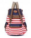 K9Q-Women-Girls-Striped-Canvas-Backpack-Book-Bag-Travel-Rucksack-School-Bag-Shoulder-Bag-Satchels-Shipped-With-Tracking-No-A-Exclusive-Gift-Blue-0-3