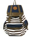 K9Q-Women-Girls-Striped-Canvas-Backpack-Book-Bag-Travel-Rucksack-School-Bag-Shoulder-Bag-Satchels-Shipped-With-Tracking-No-A-Exclusive-Gift-Blue-0-4