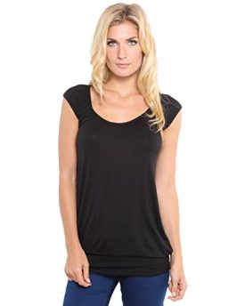 KRISP-Ladies-Low-Cut-Plain-Hip-Long-Line-Top-T-Shirt-Tunic-Summer-Holiday-7604-18Black-0