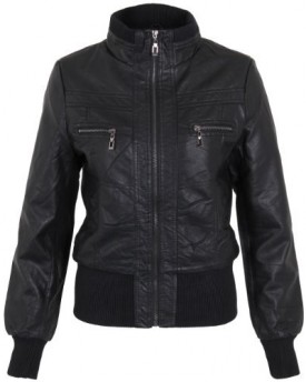 KRISP-Womens-Ladies-Zip-Up-Soft-PU-PVC-Leather-High-Polo-Neck-Cropped-Short-Bomber-Biker-Jacket-Coat-Outdoor-Size-8-10-12-14-3904-0