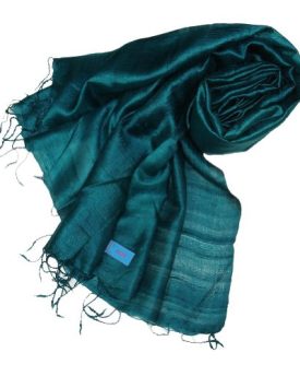 Kuldip-Unisex-100-Silk-Pashmina-Shawl-Wrap-Throw-Teal-Green-0