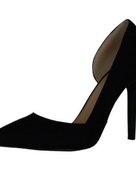 L1B-Womens-Ladies-High-Slim-Heel-Slip-On-Stylish-Point-Formal-Court-Shoes-Size-Blacks-Black-Faux-Suede-Size-8-UK-0