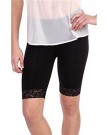 LADIES-COTTON-LYCRA-STRETCHYREF2195-LACED-TRIM-ABOVE-KNEE-CYCLING-SHORTS-ACTIVE-LEGGING-WITH-LACE-DETAIL-XXX-LARGE-BLACK-0