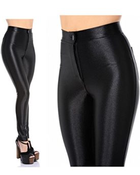 LADIES-WET-LOOK-SHINY-AMERICAN-JEGGINGS-HIGH-WAIST-DISCO-ZIPED-LEGGINGS-TREGGINGUK6-0