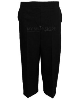 LADIES-WOMEN-34-STRETCH-ELASTICATED-WAIST-CAPRI-CROPPED-TROUSERS-PLAIN-PANTS-Uk-18-Black-0