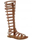 LADIES-WOMENS-CUT-OUT-GLADIATOR-SANDALS-FLAT-KNEE-BOOTS-STRAPPY-SIZE-UK-5-Tan-Faux-Leather-0-0