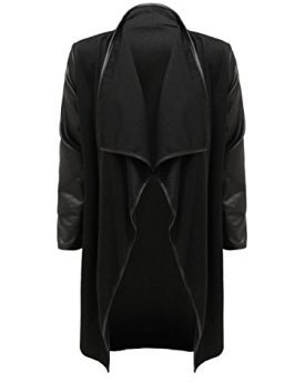 LADIES-WOMENS-FASHION-PLAIN-PVC-SLEEVES-ASYMMETRIC-WATERFALL-DUSTER-COAT-JACKET-0