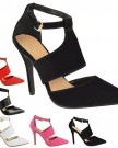 LADIES-WOMENS-HIGH-HEELS-POINTED-TOE-STILETTO-SANDALS-CUT-OUT-COURT-SHOES-SIZE-UK-6-Black-Suede-0