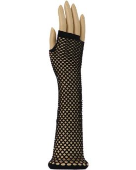 LONG-FISHNET-GLOVES-FINGERLESS-FANCY-DRESS-1980S-NEON-PUNK-RAVE-HEN-NIGHT-TUTUBlackOne-SizeLong-Fishnet-Gloves-0