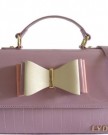 LYDC-Womens-Faux-Patent-Leather-Glossy-Satchel-Shoulder-Bag-Bow-Handle-Quilted-Designer-Fashion-Elegant-Evening-Colors-Lavender-0