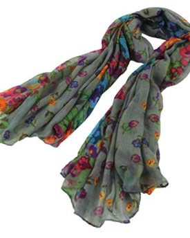 La-Vogue-Lady-Voile-Floral-Scarf-Shawl-Wrap-Cover-Up-Scarves-Grey-180105cm-0