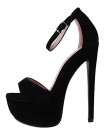 Ladies-BEBO-Black-Faux-Suede-Very-High-Heel-Platform-Ankle-Strap-Sandal-Shoes-6-0-0
