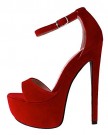 Ladies-BEBO-Red-Faux-Suede-Very-High-Heel-Platform-Ankle-Strap-Sandal-Shoes-6-0-0