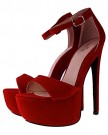 Ladies-BEBO-Red-Faux-Suede-Very-High-Heel-Platform-Ankle-Strap-Sandal-Shoes-6-0