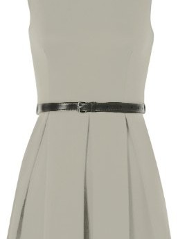 Ladies-Belted-Flared-Skater-Short-Mini-Dress-Sleeveless-Pleated-Womens-Light-Grey-10-0