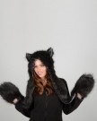 Ladies-Black-Faux-Fur-Husky-Wolf-Style-Super-Warm-Animal-Hat-with-Attached-Scarf-0-0