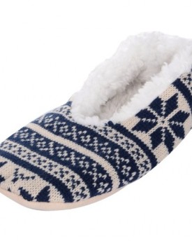 Ladies-Blue-Fairisle-Knitted-Snugg-Slippers-With-Supersoft-Sherpa-Lining-UK-5-6-0