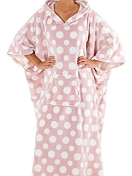 Ladies-Charlie-131-Soft-Fleece-Spot-Design-Hooded-Printed-Long-Kaftan-Poncho-Sleepwear-One-Size-0