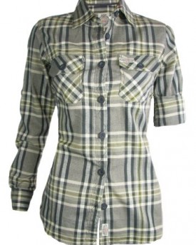 Ladies-Checked-Shirts-Fitted-Check-Blouses-GREY-UK-14-EU-42-0