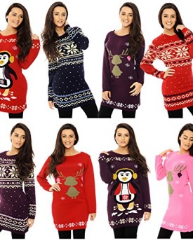 Ladies-Christmas-Jumper-Dresses-14-16-LADIES-FAIRISLE-RED-0