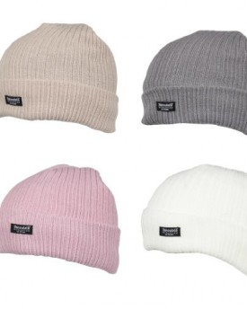 Ladies-Chunky-Ribbed-Thermal-Fleece-Lined-Outdoor-Snow-Winter-Beanie-Ski-Hat-Pink-0