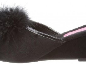 Ladies-Famous-Dunlop-Boa-jewelled-wedge-heel-mule-slippers-size-6-UK-0
