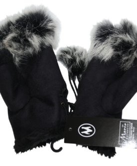 Ladies-Faux-Fur-Suede-Warm-Fingerless-Mittens-Gloves-in-Black-0