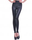 Ladies-Faux-Leather-Fashion-Leggings-Medium-Size-10-Matte-Black-0