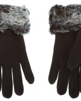 Ladies-Fleece-and-Faux-Fur-Cuff-warm-thermal-gloves-Black-0