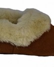 Ladies-Genuine-Sheepskin-Collar-Slippers-with-Soft-Sole-Brown-size-4-UK-0-0
