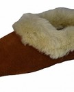 Ladies-Genuine-Sheepskin-Collar-Slippers-with-Soft-Sole-Brown-size-4-UK-0