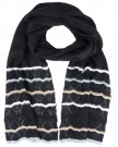 Ladies-Hallie-Winter-Accessory-Set-Scarf-Gloves-Black-Knit-Lacy-Crochet-Trim-0-1