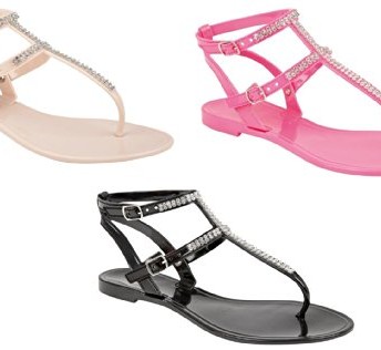 Ladies-Jelly-Flat-Toe-Post-Crystal-Diamond-Double-Sling-Back-Sandals-Rubber-Molded-Soles-Sizes-Nude-UK-5-EU-38-0