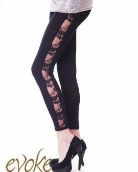 Ladies-Leggings-Black-with-Side-Lace-Panels-0