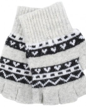 Ladies-Light-Grey-White-Fairisle-Knitted-Fingerless-Gloves-With-Wool-One-Size-0