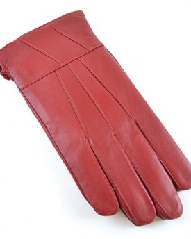 Ladies-Lined-Sheepskin-Leather-Gloves-Winter-Rain-Outdoor-Accessory-Red-ML-0