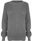 Ladies-Long-Sleeve-Chunky-Knitted-OverSized-Baggy-Womens-Plain-Jumper-Top-8-14-0