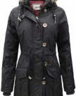 Ladies-Military-Brave-Soul-Fur-Hooded-Padded-Quilted-Parka-Jacket-Coat-Size-8-16-Black-X-Small-8-0