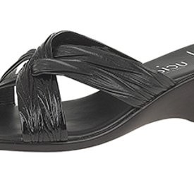 Ladies-Mule-Wedge-heel-sandals-casual-or-evening-Black-MattPatent-size-6-0