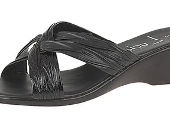 Ladies-Mule-Wedge-heel-sandals-casual-or-evening-Black-MattPatent-size-6-0