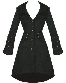 Ladies-New-Black-Gothic-Military-Jacquard-Steampunk-Floral-Brocade-Jacket-Coat-0