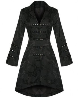 Ladies-New-Black-Gothic-Military-Satin-Steampunk-Floral-Brocade-Jacket-Coat-0
