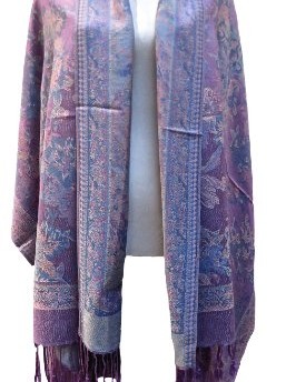 Ladies-Pashmina-Scarf-Stole-Shawl-WrapPatterned-Mosaic-Floral-Design-Warm-and-Luxurious-Lilac-Purple-0