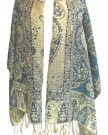 Ladies-Pashmina-Wide-Scarf-Stole-Wrap-Paisley-and-Floral-Print-and-Gold-Shimmer-Thread-Reversible-DARK-FOREST-GREEN-0