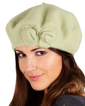 Ladies-Pippa-Classic-Wool-Beret-Hat-With-2-Roses-Winter-Accessory-Avocado-Green-0